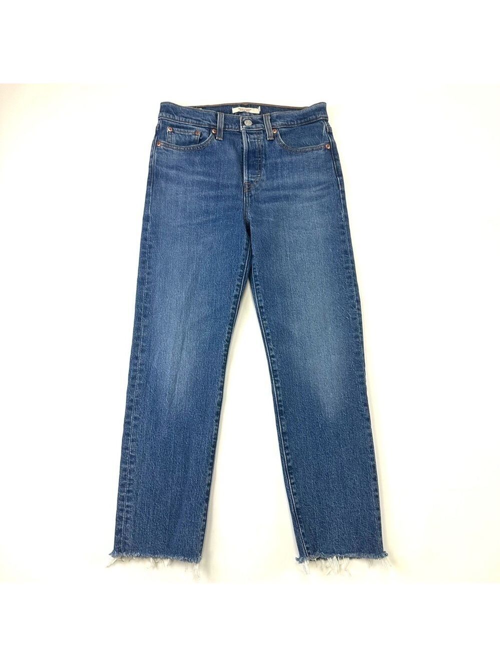 Levis wedgie straight jeans Womens Size 26in waist Inseam 25in denim raw hem